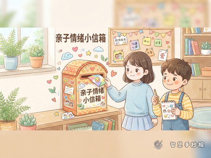 亲子情绪小信箱手抄报怎么做更温暖 - 家庭亲子沟通与陪伴成长手抄报系列作品预览