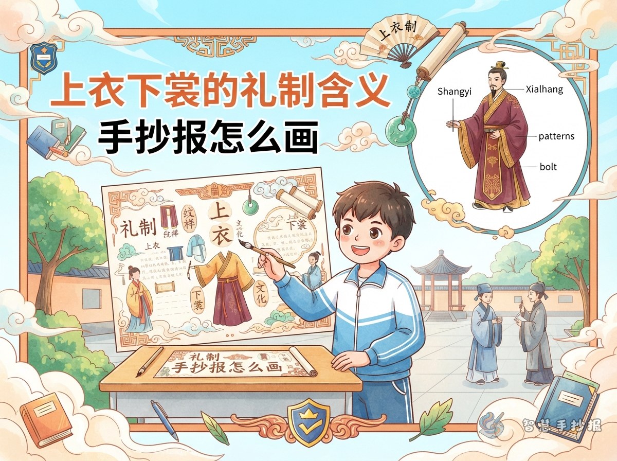 古代上衣下裳有什么礼制含义？手抄报怎么画 - 智慧手抄报专题封面图
