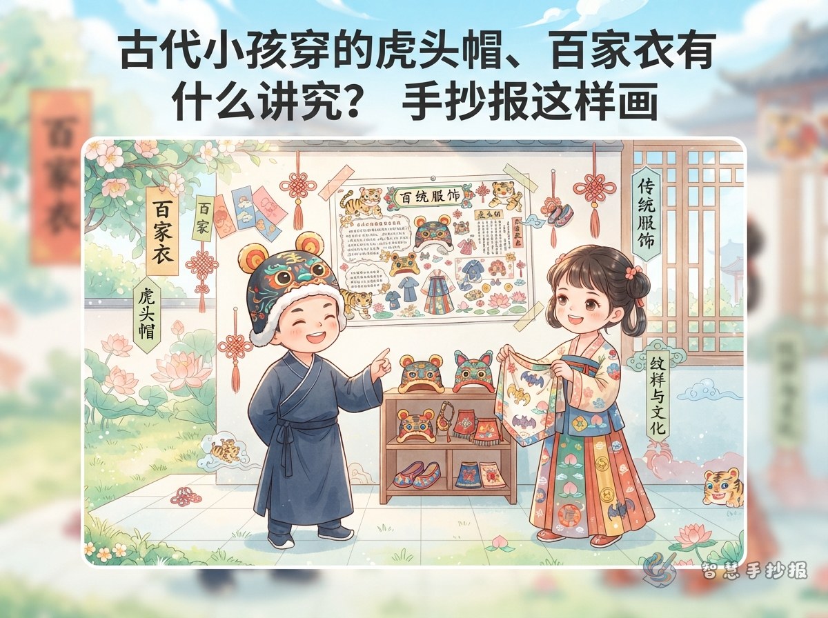 What Do Tiger Hats and Patchwork Baby Clothes Mean? Making a Poster About Chinese Children's Clothing Patterns - Poster topic cover image