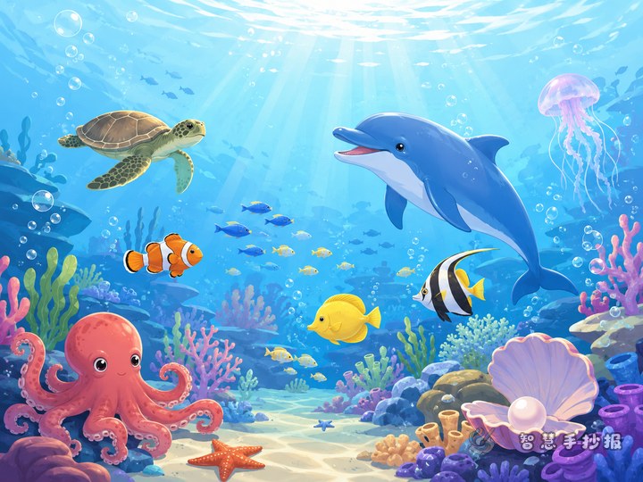 How can an underwater world poster be vivid and attractive? - Poster line art preview