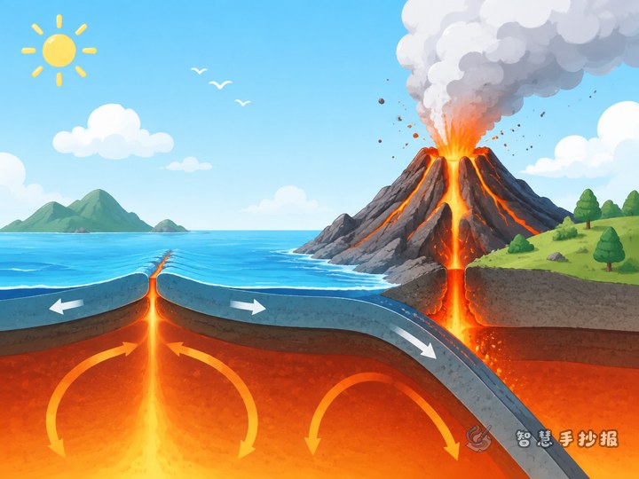 火山为什么会喷发？地幔对流与板块俯冲手抄报 - 相关内容封面
