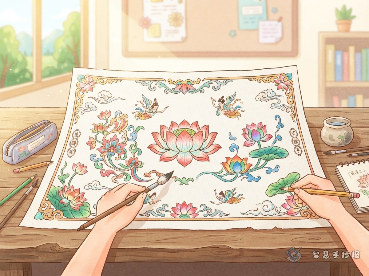 How to Draw a Lotus Pattern Grotto Mural Newspaper - Poster topic cover image