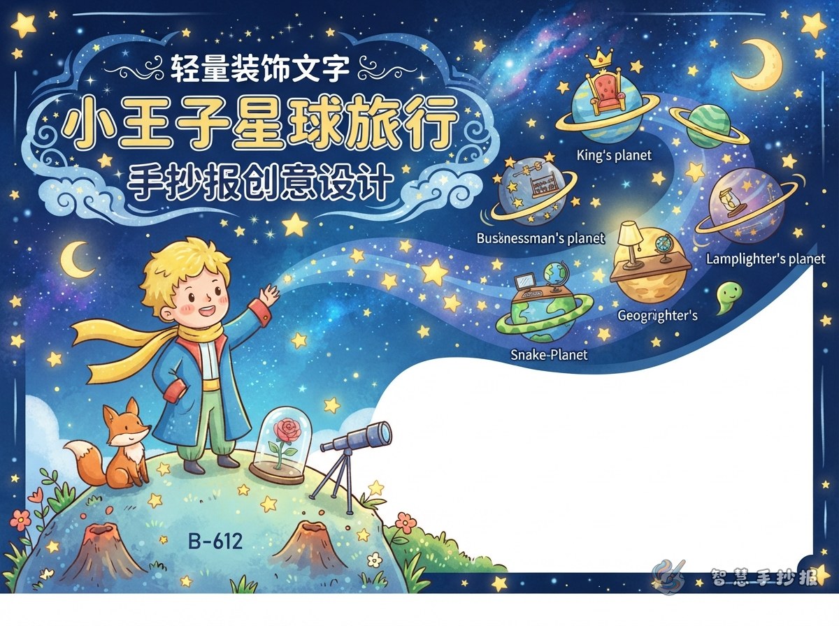How Can You Design a Little Prince Handwritten Newspaper as a Planet Journey? - Poster topic cover image