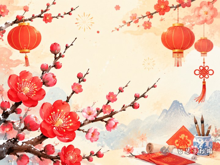 春节手抄报为什么常画梅花？怎么写花卉象征内容 - 中国传统节日花卉象征手抄报手抄报封面