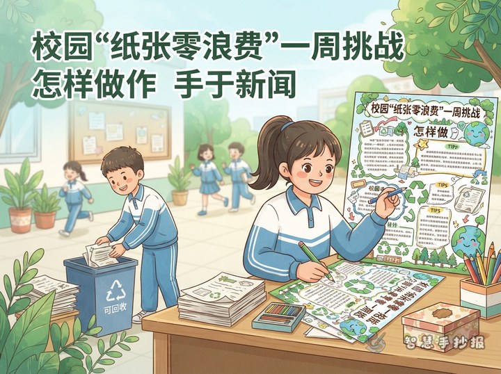 How to Make a School Zero Paper Waste Week Handwritten Newspaper - Sketch Topic Cover