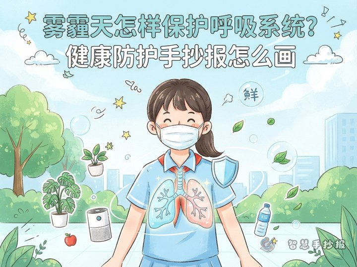 雾霾天怎样保护呼吸系统？健康防护手抄报怎么画 - 相关内容封面