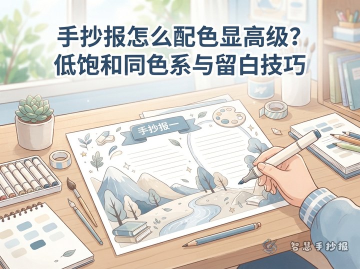 手抄报怎么配色显高级？低饱和同色系与留白技巧 - 相关内容封面