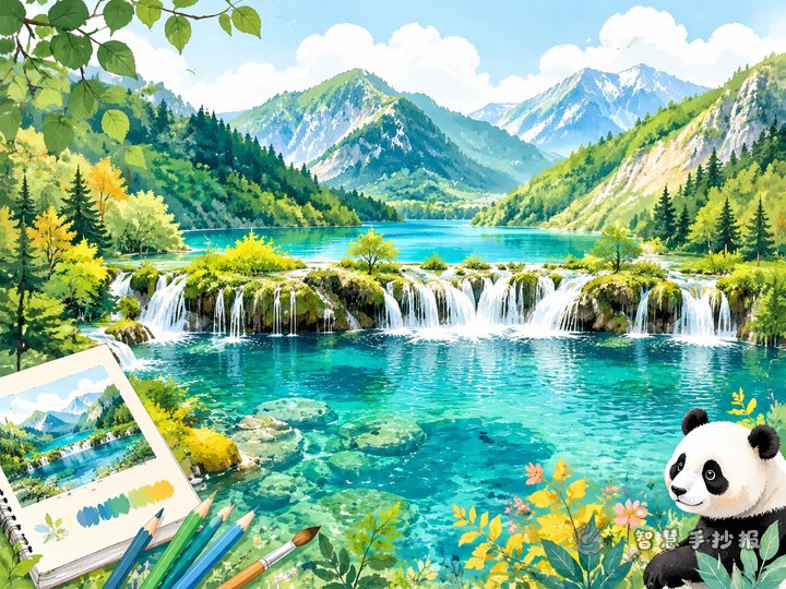 How to Design a Jiuzhaigou Scenery Handwritten Newspaper with Strong Visual Appeal - Sketch Topic Cover