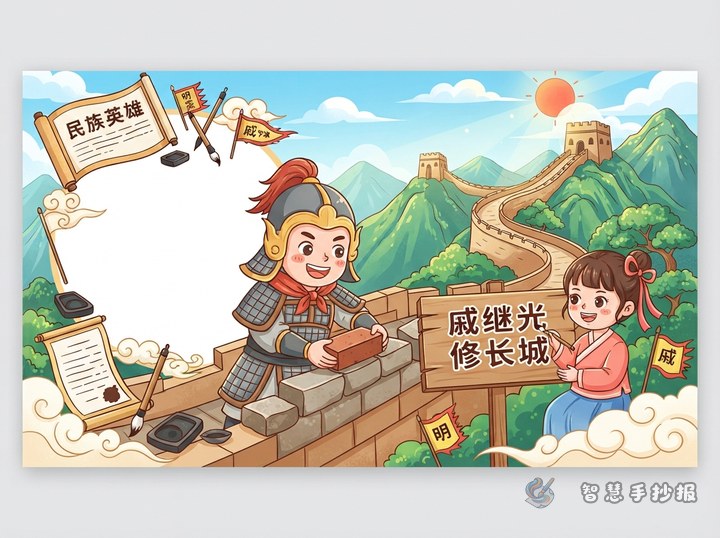 How to Make a Qi Jiguang Great Wall Handwritten Newspaper - Poster line art preview