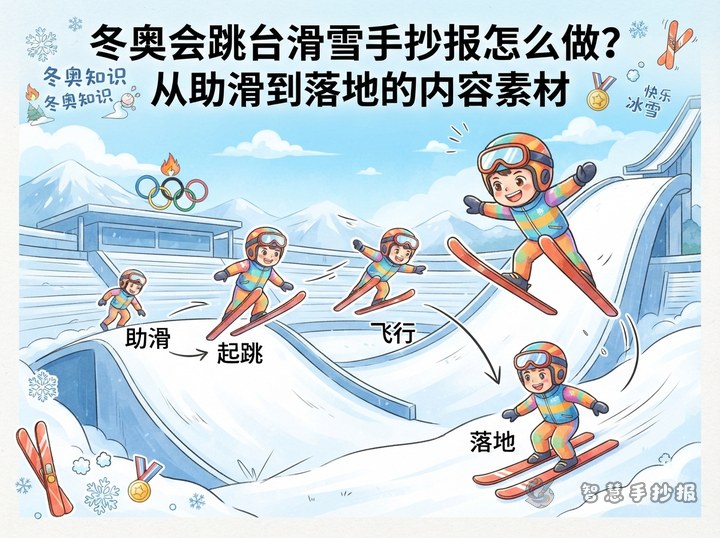 How to Make a Winter Olympics Ski Jumping Handwritten Newspaper - Preview of Winter Sports and Olympic Knowledge Handwritten Newspaper series