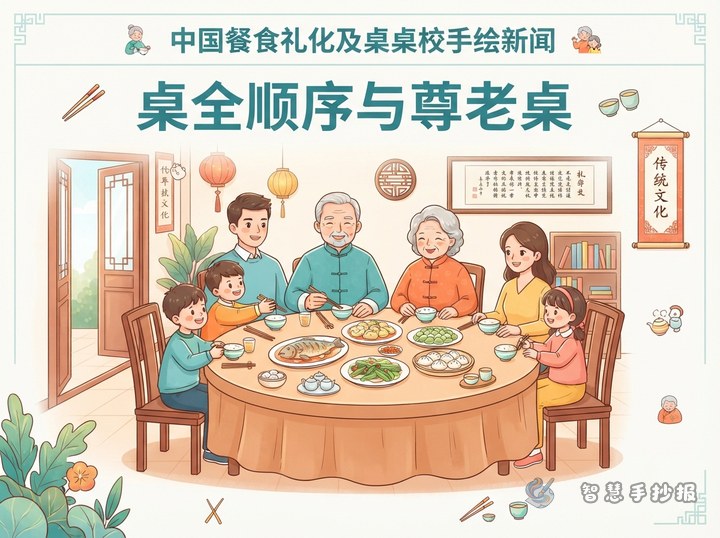 餐桌座次和长幼有序手抄报怎么写？栏目素材与版面设计 - 相关内容封面