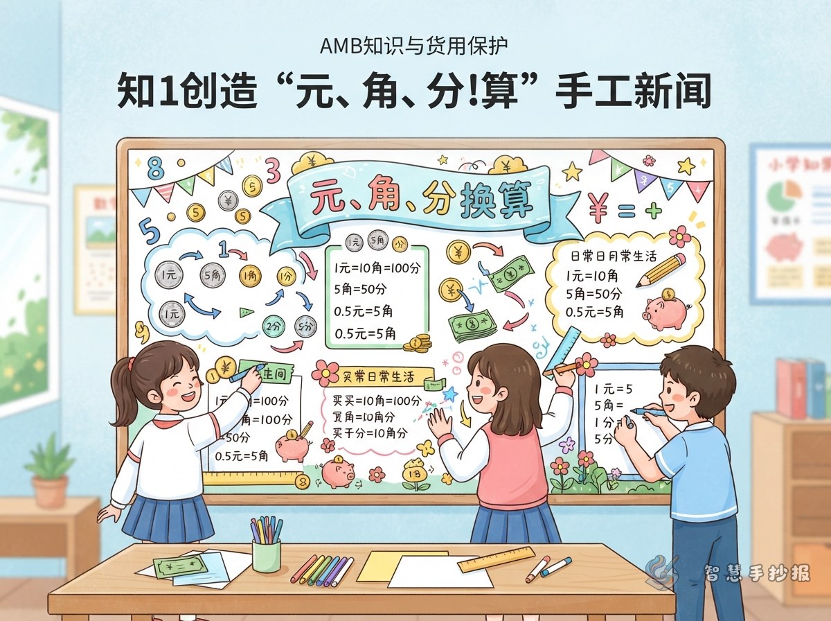 元、角、分换算手抄报怎么做 - 智慧手抄报专题封面图