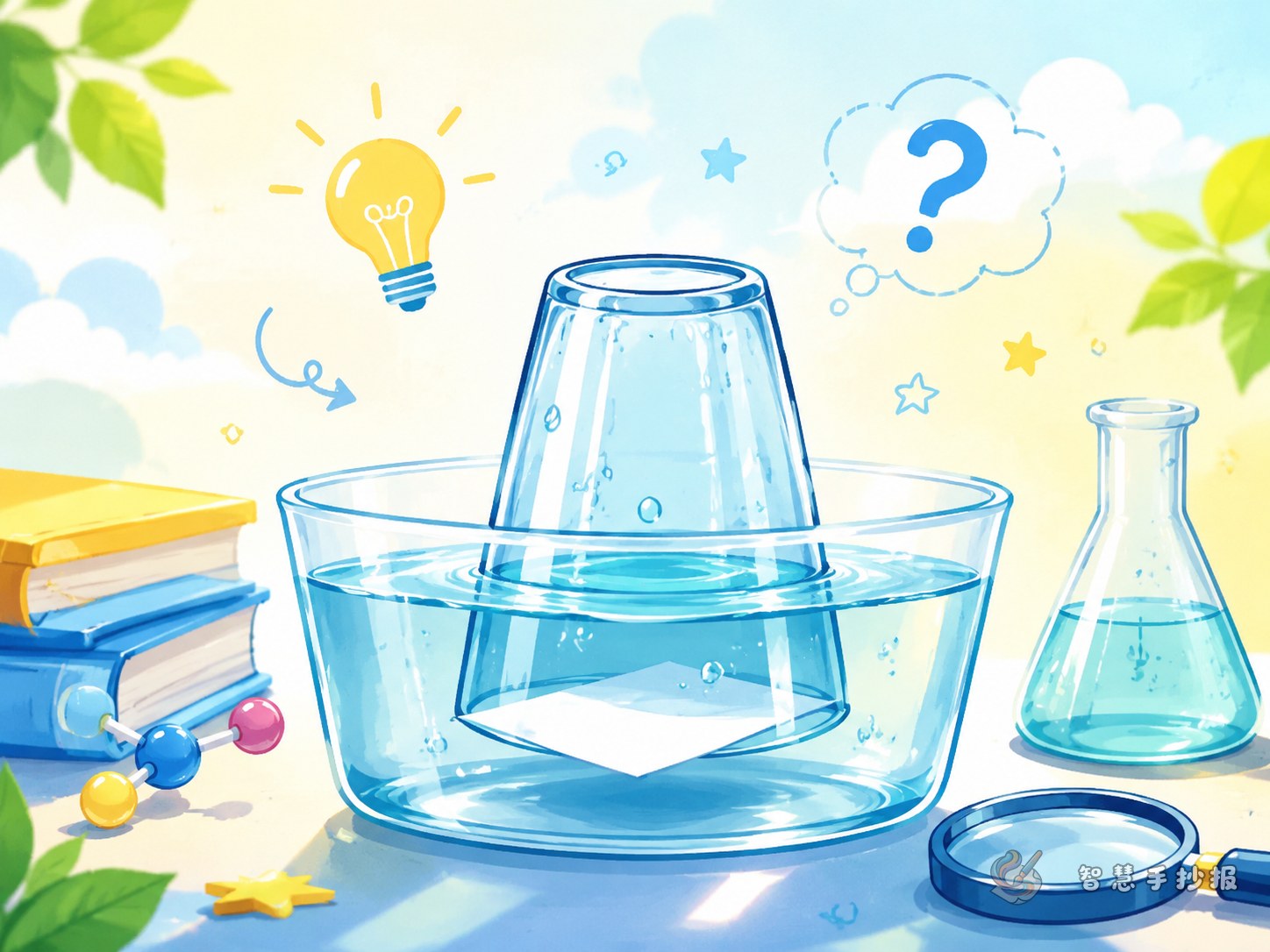 Why Does Paper Stay Dry in an Upside-Down Cup? Handwritten Newspaper Ideas - Poster topic cover image