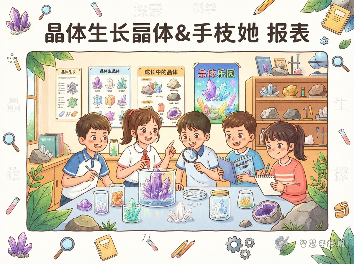 晶体是怎么长出来的手抄报怎么做 - 智慧手抄报专题封面图