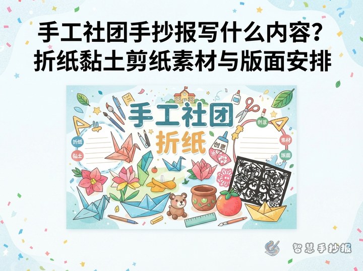 手工社团手抄报写什么内容？折纸黏土剪纸素材与版面安排 - 相关内容封面