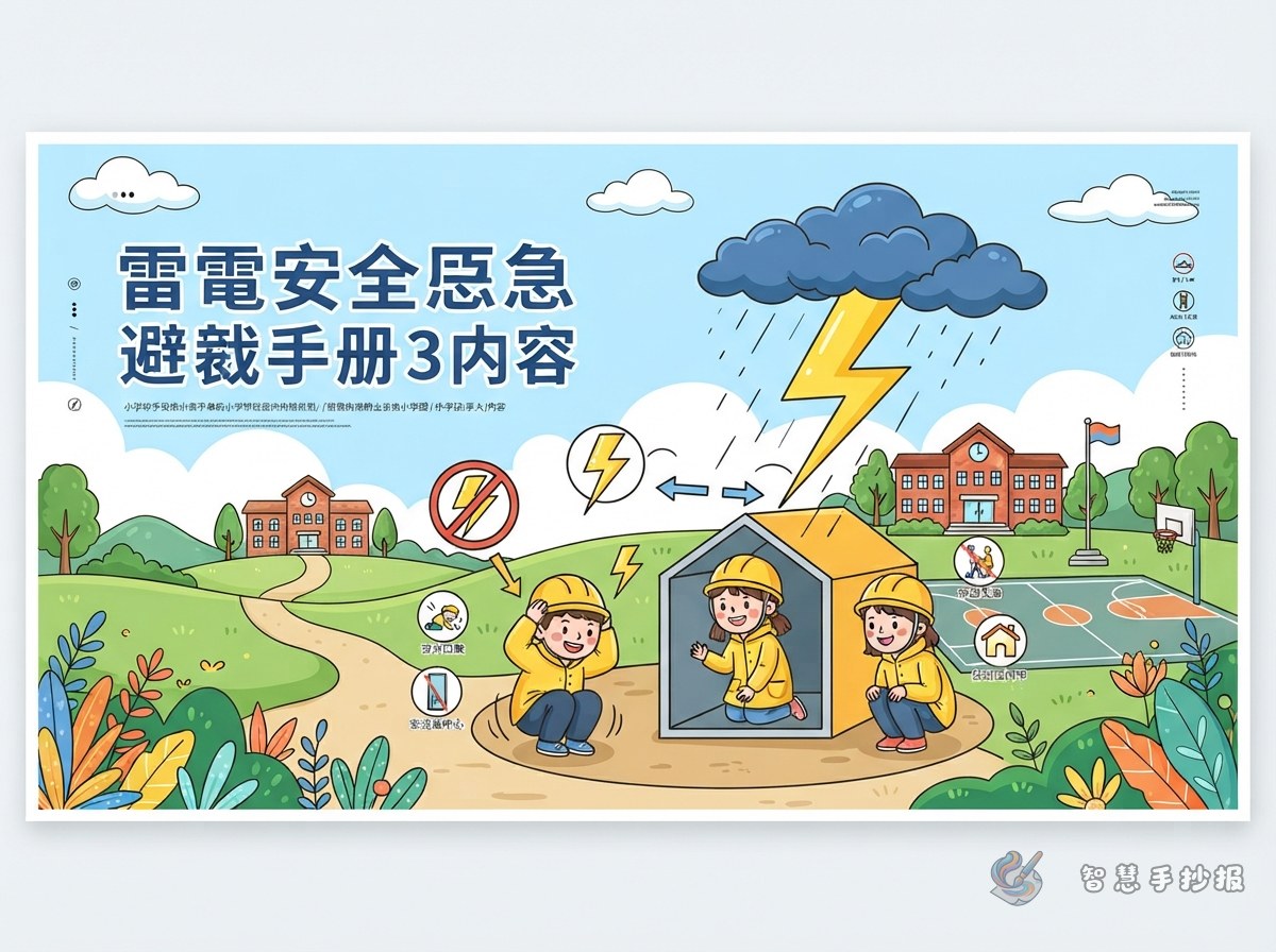 雷电天气应急避险手抄报写什么内容？避雷要点和版面安排 - 智慧手抄报专题封面图
