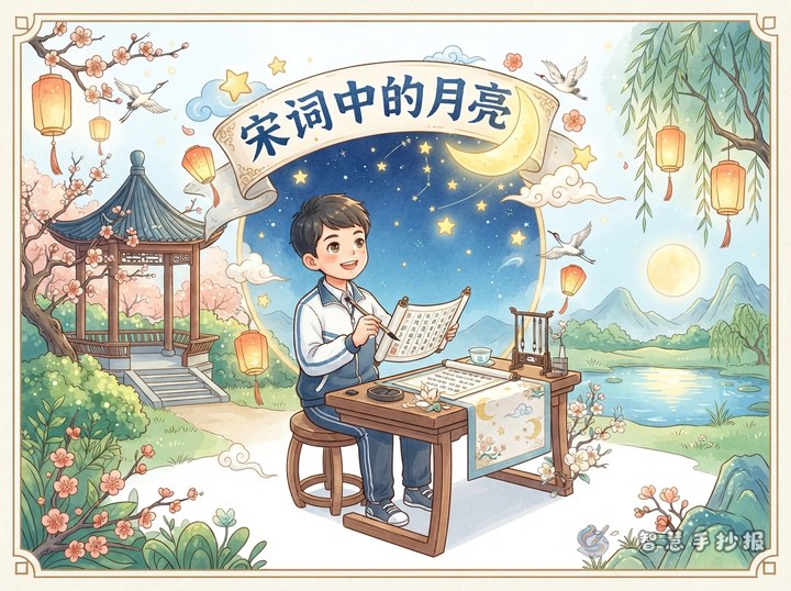 宋词中的月亮手抄报可以写哪些名句和栏目 - 相关内容封面