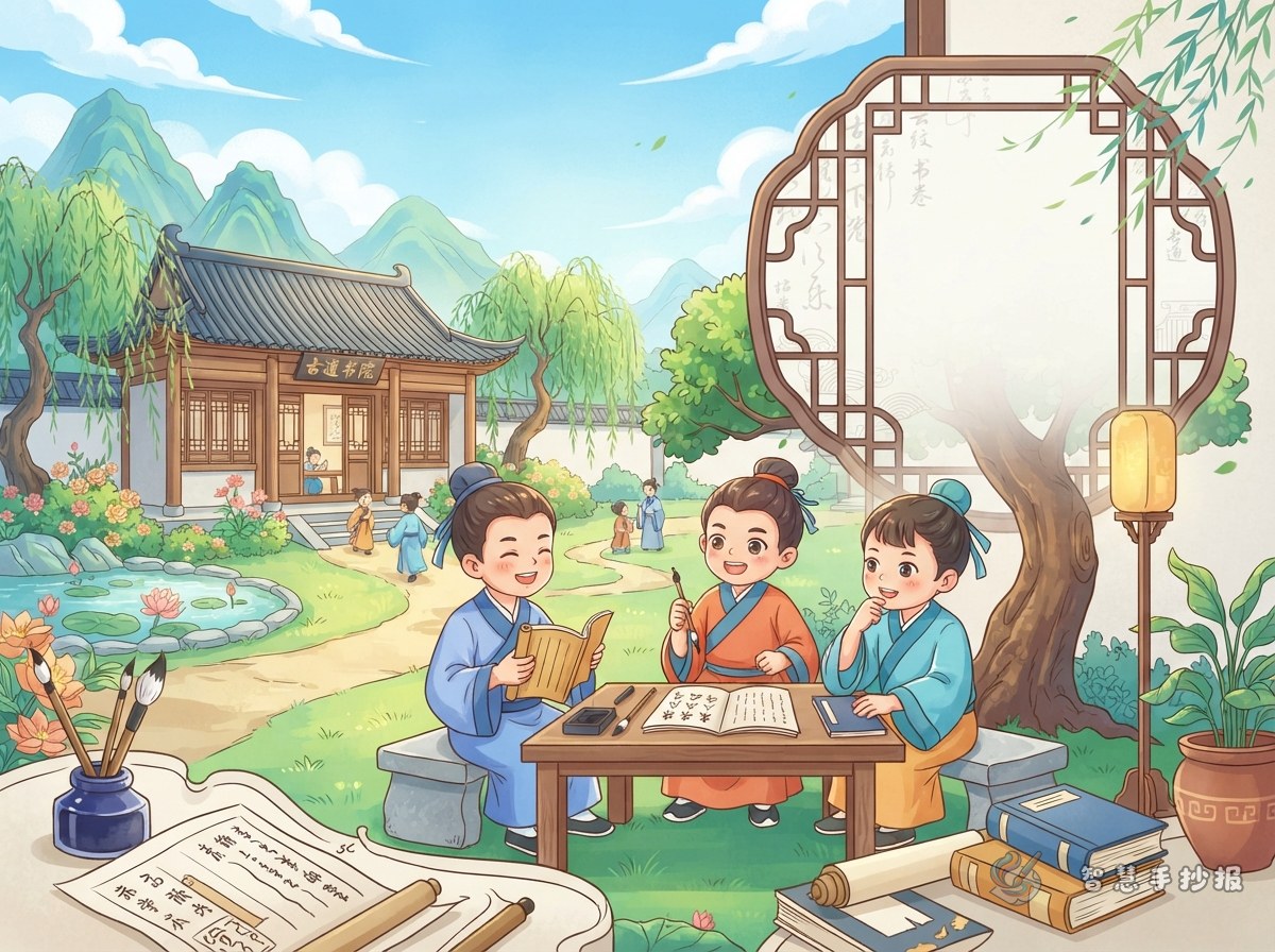 古代书院求学精神手抄报怎么做才有学习方法 - 智慧手抄报专题封面图