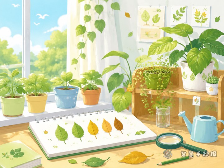 校园植物角叶子变化观察手抄报怎么做 - 相关内容封面