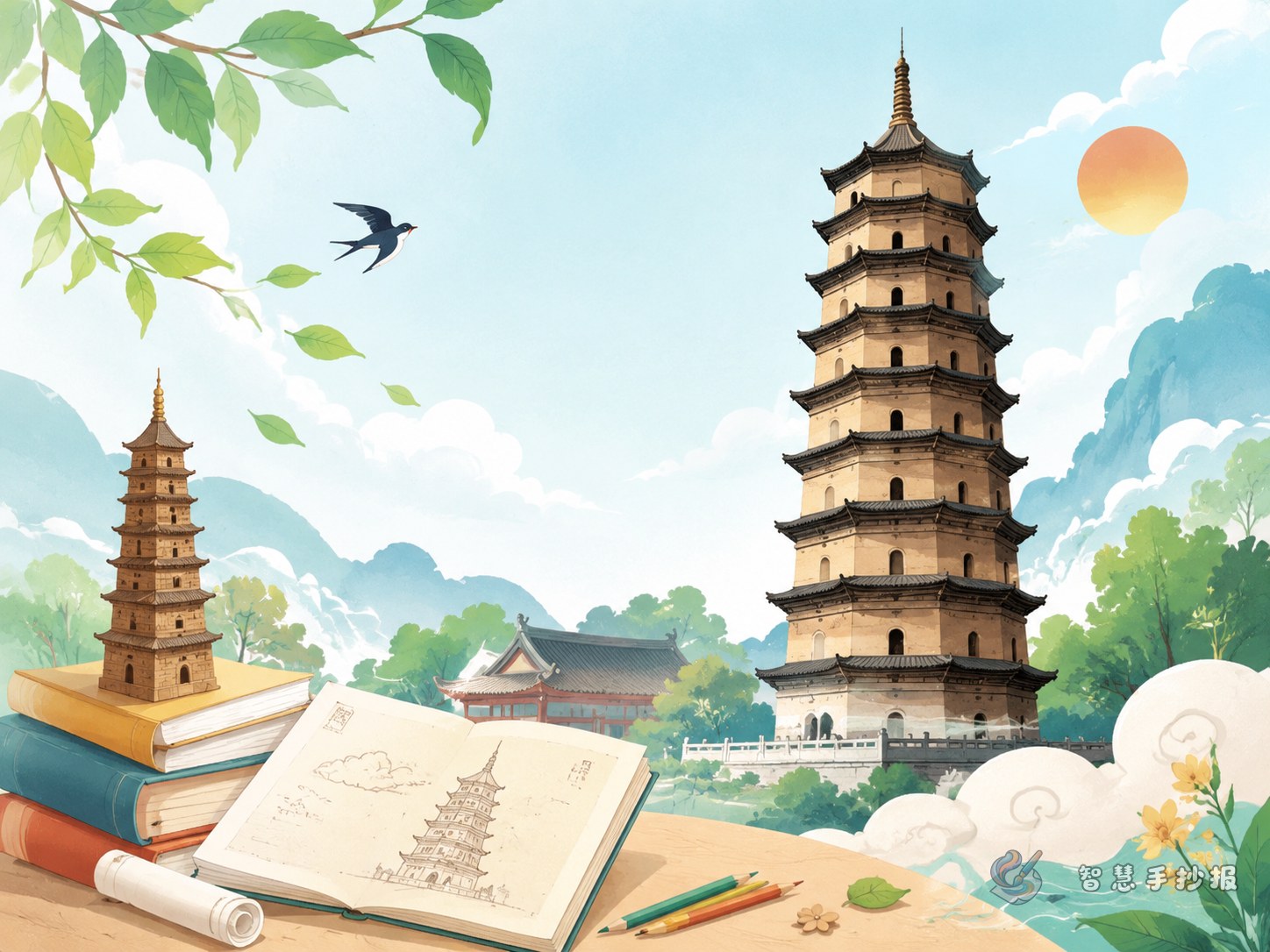 中国古塔手抄报写什么内容更容易拿高分 - 智慧手抄报专题封面图
