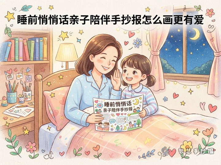 睡前悄悄话亲子陪伴手抄报怎么画更有爱 - 相关内容封面