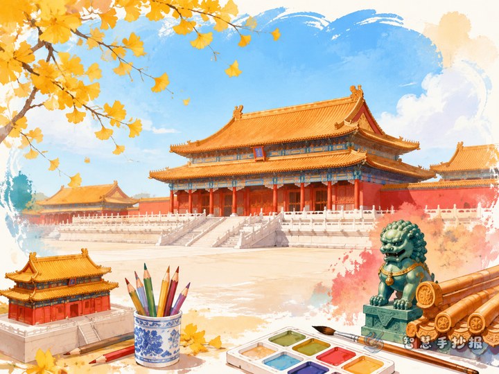 故宫手抄报怎么做？内容文字和版面设计从哪里下手 - 智慧手抄报线稿作品