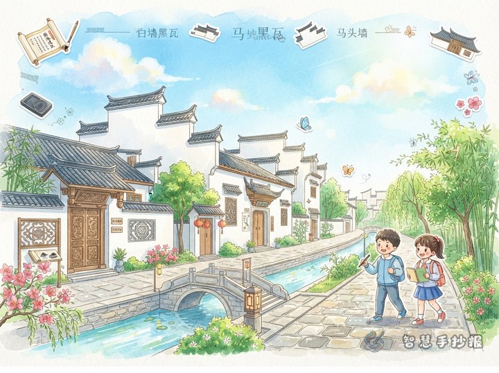 徽派建筑手抄报怎么写？白墙黑瓦和马头墙的版面思路 - 相关内容封面