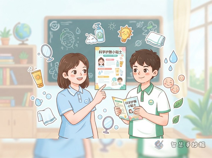 青春期长痘护肤手抄报写什么才科学 - 青春期生理卫生知识手抄报系列作品预览