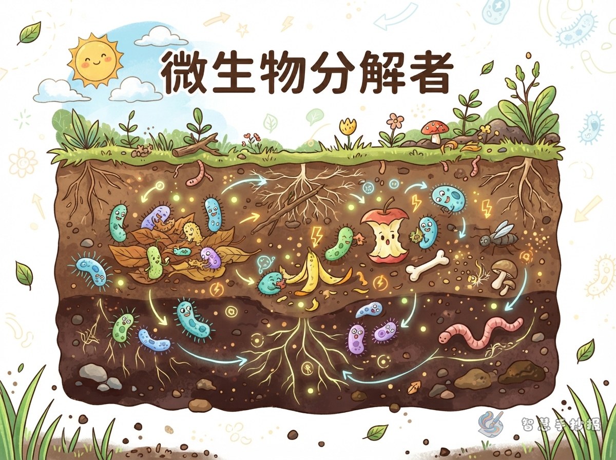 土壤里的微生物在做什么？分解者主题手抄报怎么画 - 智慧手抄报专题封面图