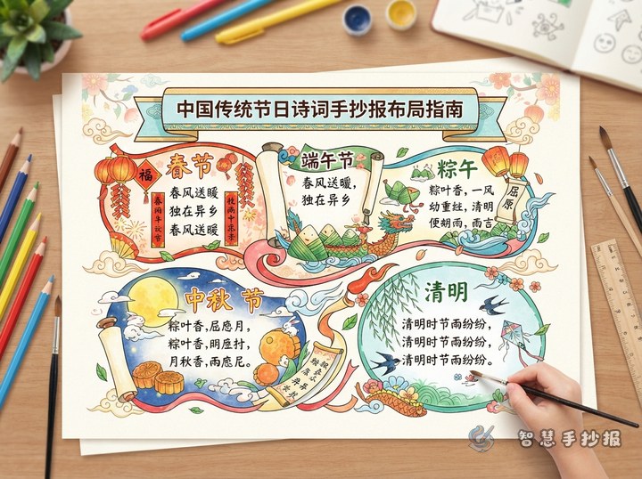传统节日诗词手抄报怎么把多个节日排在一张纸上 - 相关内容封面
