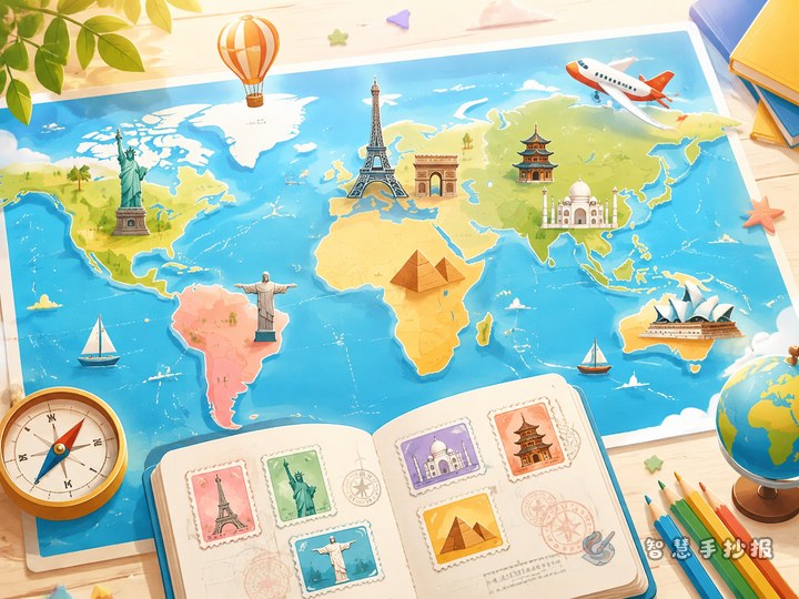 How to Make a World Map and National Landmarks Handwritten Newspaper - Related topic thumbnail
