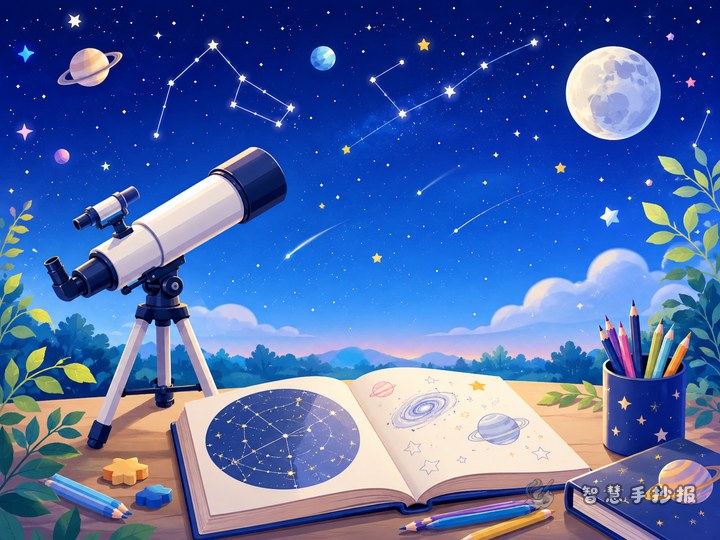 星空观察手抄报怎么做内容简单又好看 - 智慧手抄报线稿作品