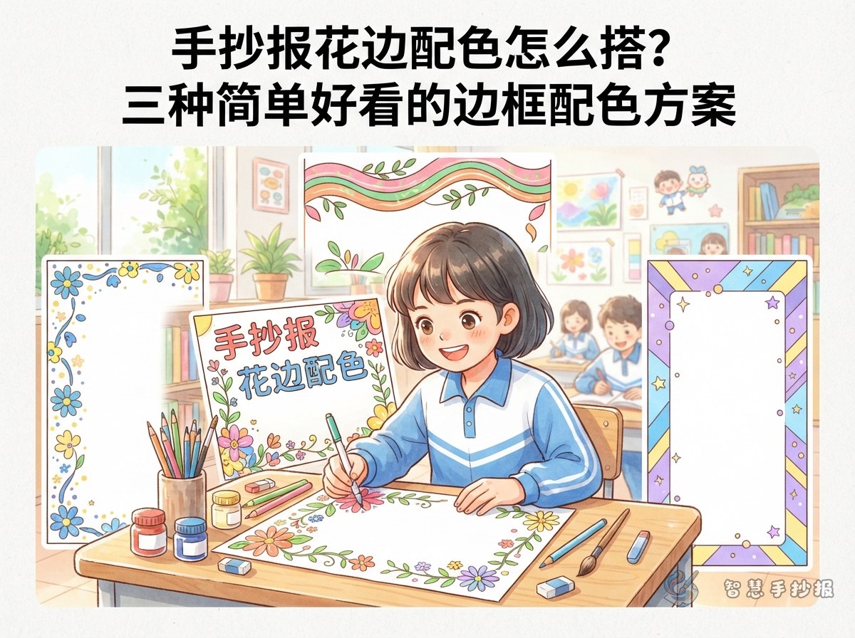 手抄报花边配色怎么搭？三种简单好看的边框配色方案 - 智慧手抄报专题封面图