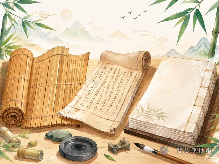 竹简、帛书和纸张怎么画？古代书页材料手抄报 - 相关内容封面