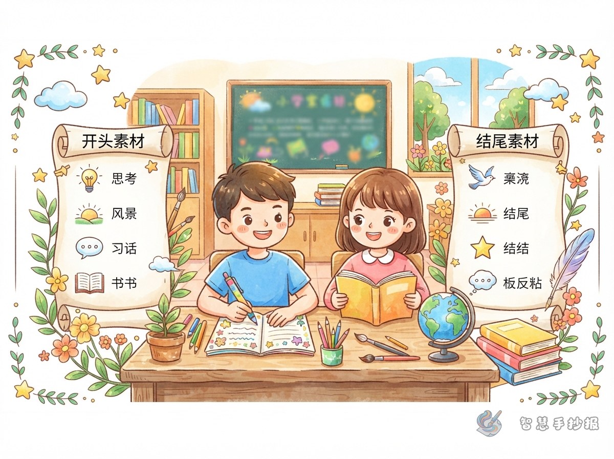 作文开头和结尾素材手抄报写什么？ - 智慧手抄报专题封面图