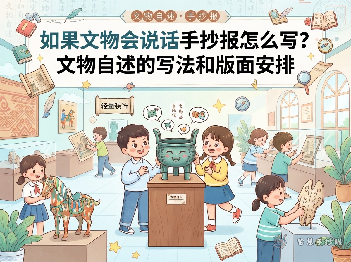 如果文物会说话手抄报怎么写？文物自述的写法和版面安排 - 智慧手抄报专题封面图