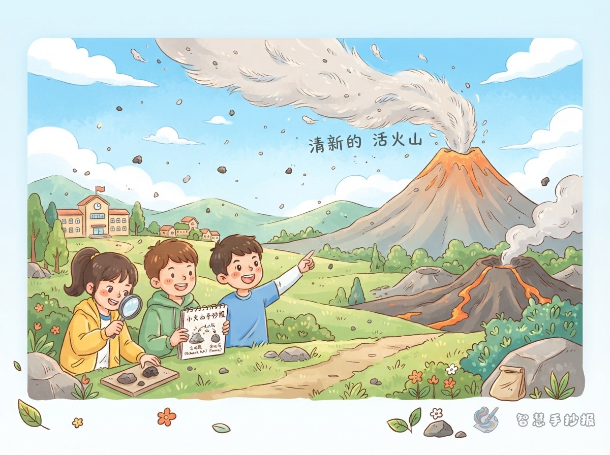 火山灰是什么？手抄报内容与版面设计建议 - 智慧手抄报专题封面图