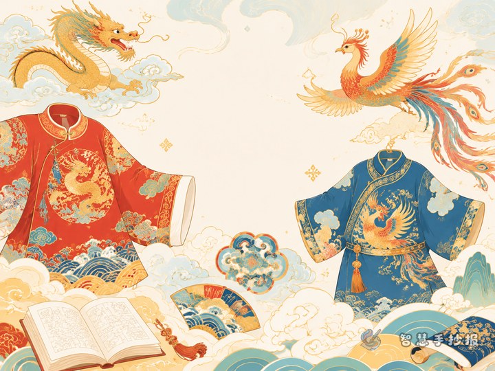 古代服饰上的龙凤云纹怎么写进手抄报？ - 中国古代服饰纹样与礼制手抄报手抄报封面