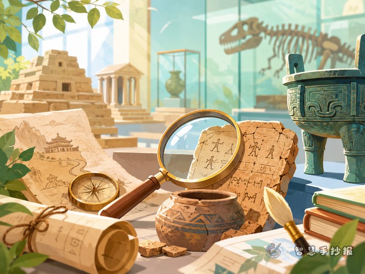 How to write a museum study tour handwritten newspaper with a strong sense of historical discovery - Sketch cover for Museums, Cultural Relics, and Historical Discoveries Handwritten Newspaper