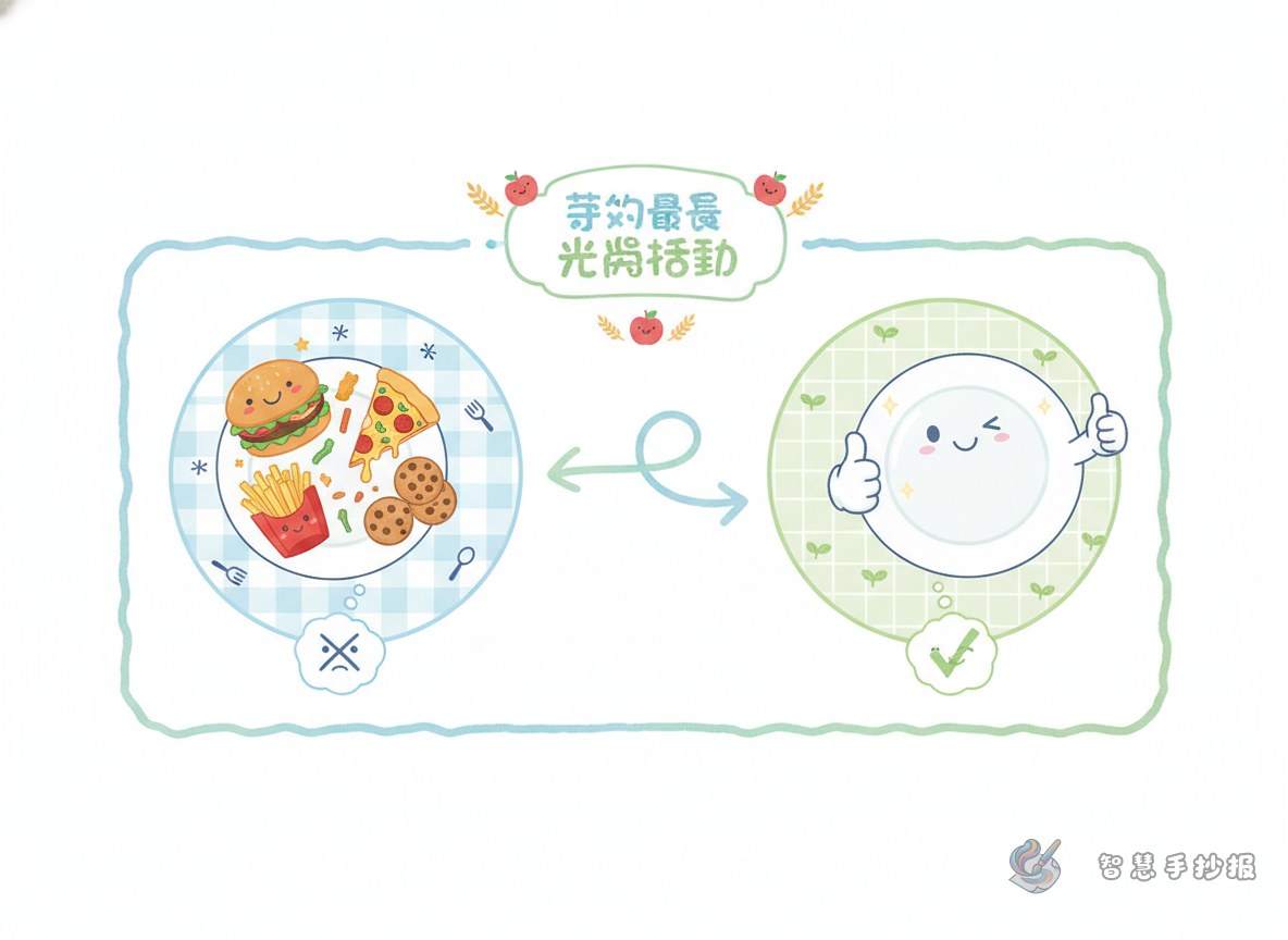 校园节约粮食对比式手抄报怎么做更直观 - 智慧手抄报专题封面图