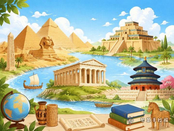 四大文明古国手抄报写什么内容更容易得高分 - 四大文明古国历史文化手抄报手抄报封面