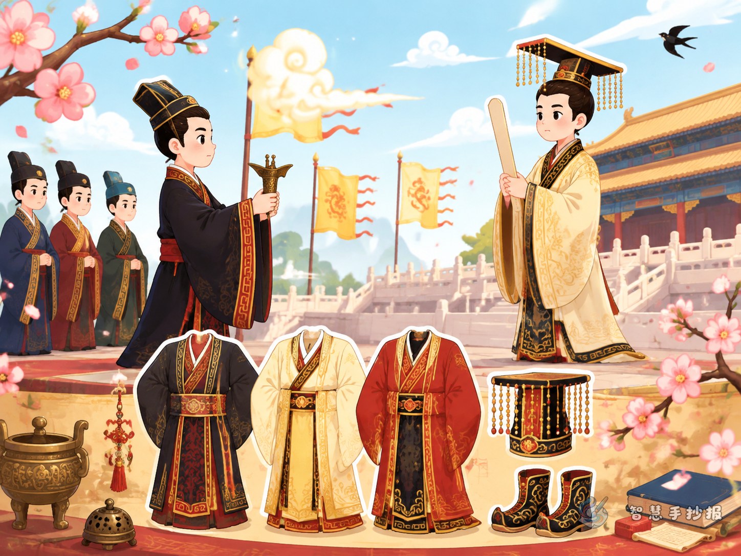 古代祭祀和朝会穿什么服饰？手抄报这样画 - 智慧手抄报专题封面图