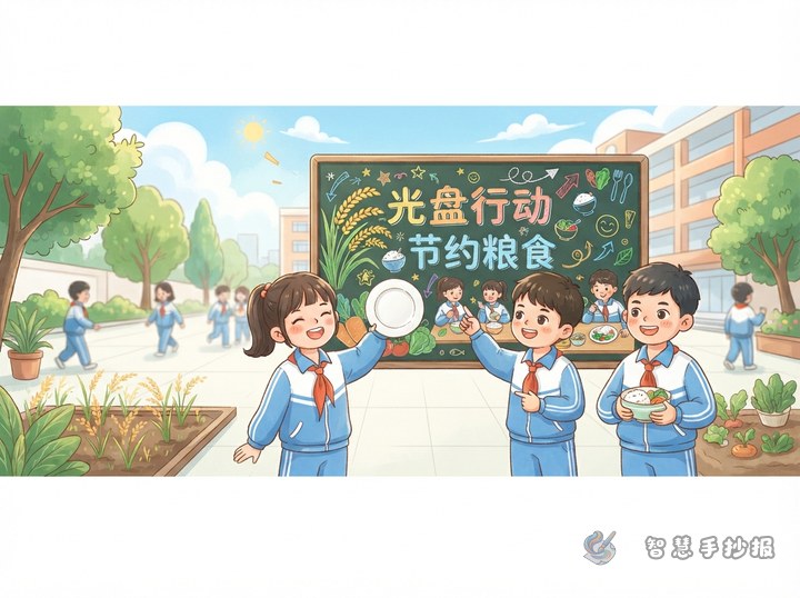 一粒米到光盘：校园节约粮食手抄报怎么设计 - 相关内容封面