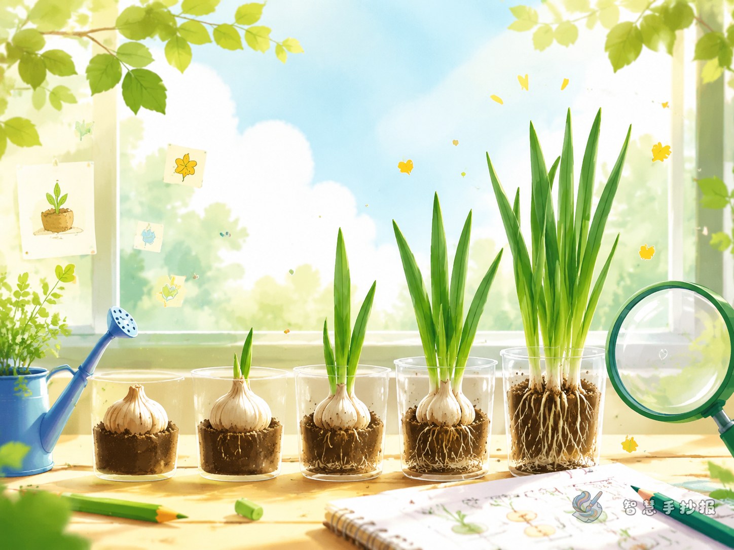 How can a classroom garlic sprout handout show observation and growth clearly? - Poster topic cover image