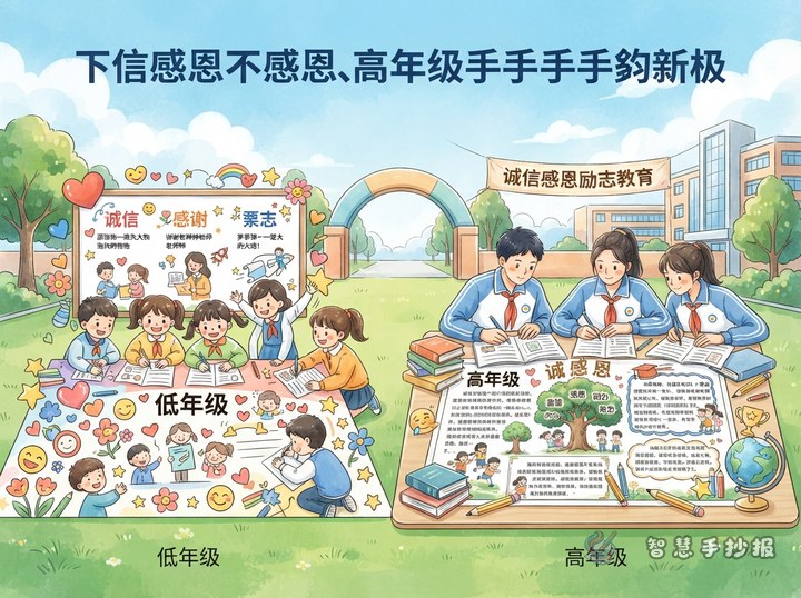 低年级和高年级的诚信感恩励志手抄报有什么不同做法？ - 相关内容封面