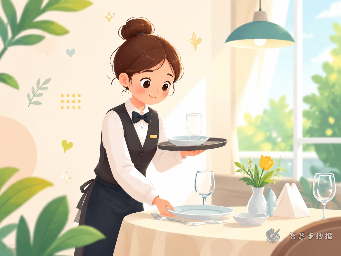 餐饮服务员职业体验手抄报写什么更贴合劳动教育？ - 智慧手抄报专题封面图