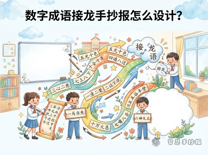 数字成语接龙手抄报怎么设计？ - 相关内容封面