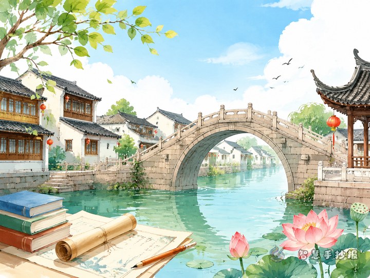 古镇桥文化手抄报可以写什么 - 传统建筑古镇文化手抄报系列作品预览