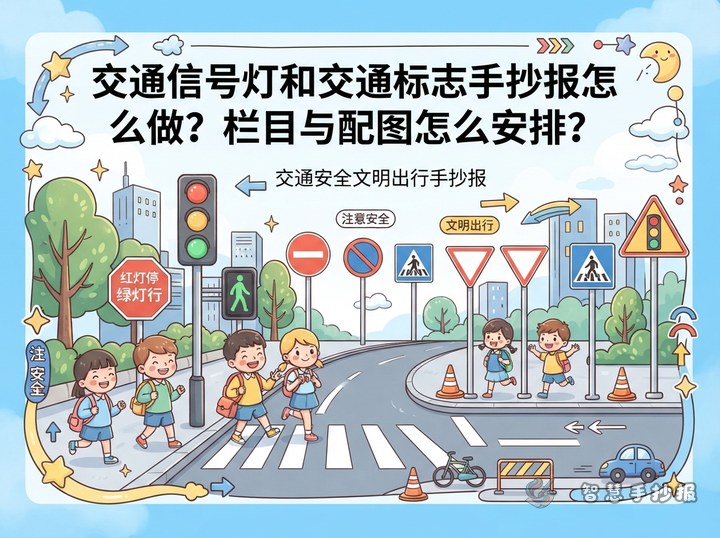 交通信号灯和交通标志手抄报怎么做？栏目与配图怎么安排？ - 相关内容封面