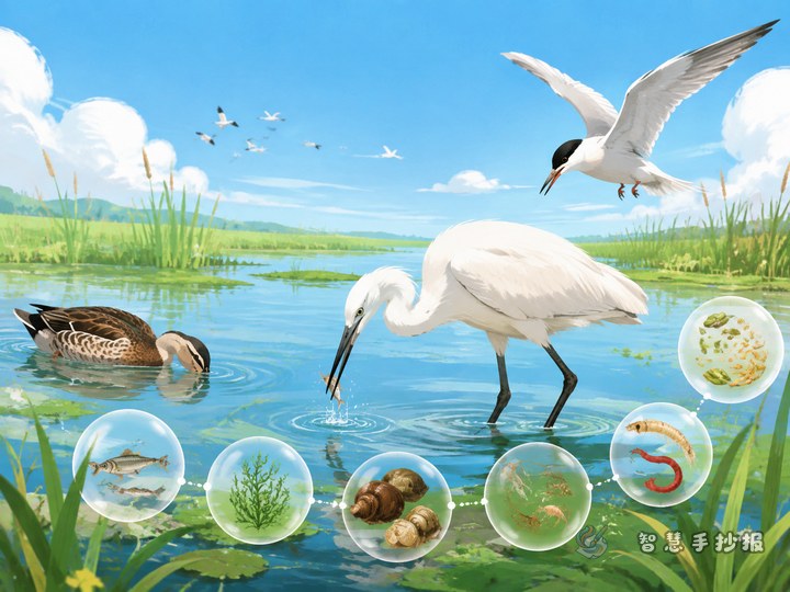 What Do Migratory Birds Eat in Wetlands? Handwritten Newspaper Ideas - Sketch Topic Cover
